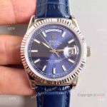 Rolex Rose Gold Day Date Oyster Watch Purple Dial Blue Leather Replica_th.jpg